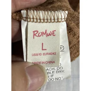 ROMWE Brown Waffle Knit Cropped Cardigan Sweater Women's Size L Large Boho Cozy thumbnail 7