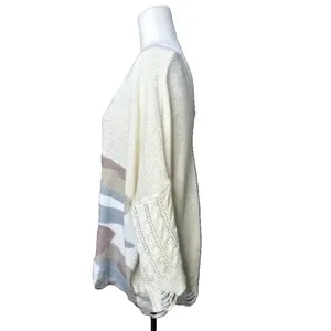 POL Oversized Dolman Sweater S Relaxed Lightweight‎ Patchwork Camo Distressed thumbnail 3