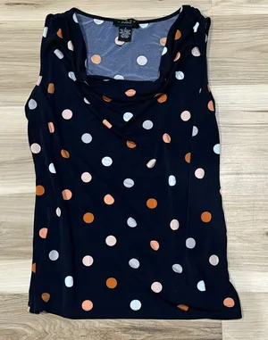 Grace Cowl Neck Polka Dot Tank Top Sleeveless Blouse Women’s Small thumbnail 1