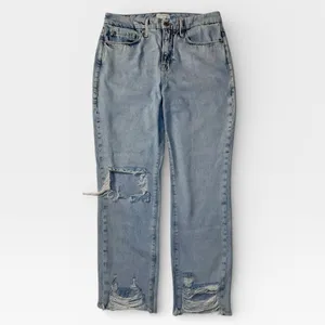 Good American Good Straight Light Wash Distressed Jeans Size 6 28 GCC00859T thumbnail 2