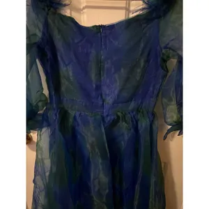 NWT Blue Green‎ Watercolor Organza Maxi Dress Feather fairycore gala mermaid thumbnail 5