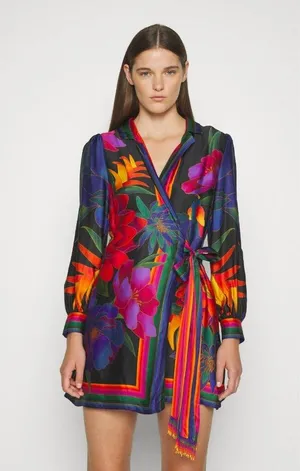 NWT Farm Rio FLOWER SEASON SCARF WRAP MINI DRESS - Day dress thumbnail 3