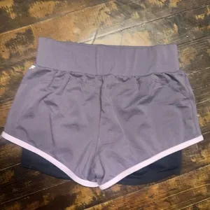 Fabletics Oleisa purple & black layered athletic shorts thumbnail 4