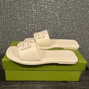 NIB TORY BURCH DOUBLE T SPORT LOGO SLIDE SHOE light cream gold 7.5 thumbnail 5