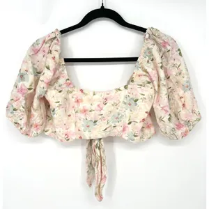 Abercrombie & Fitch Floral Linen Tie-Front Crop Top‎ Small EUC Festival Boho thumbnail 4
