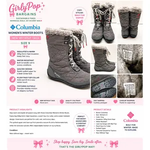 Columbia Womens Winter Boots 9 Gray Omni-Heat Waterproof Quilted Faux Fur BL5051 thumbnail 2