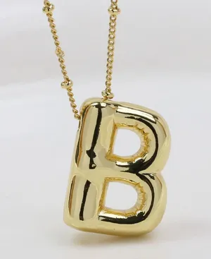 Bubble Balloon Letter B Initial Necklace Gold thumbnail 1