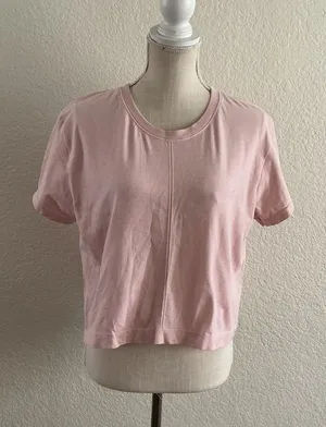 All in Motion T-Shirt Medium Pink Short Sleeve Activewear Seam Detail Tee thumbnail 1