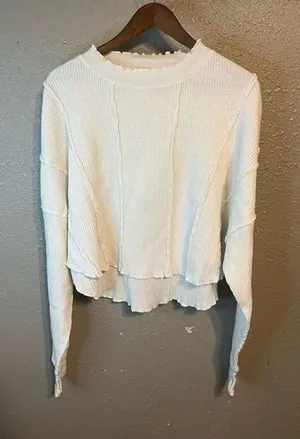 Free People We The Free Exposed Seam Mock Neck Top Size Small thumbnail 1