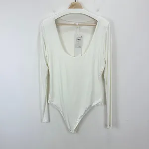 Good American Scoopneck Bodysuit Ivory Stretch Jersey Knit Basics Size 4 XL NWT thumbnail 4