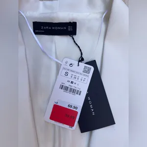NWT Zara White Sleeveless Blazer Vest Wedding Summer Tuxedo Smoking Classic S thumbnail 2