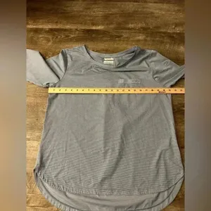Columbia Women Large Gray Striped Shirt Outdoor Long Sleeve Round Neck thumbnail 2