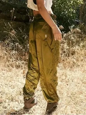 Free People Back To The Future Drawstring Cargo Pants in Green thumbnail 2