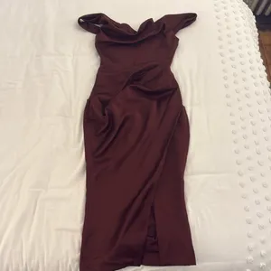 House of CB Rhoda Raisin Off Shoulder Corset Dress thumbnail 3