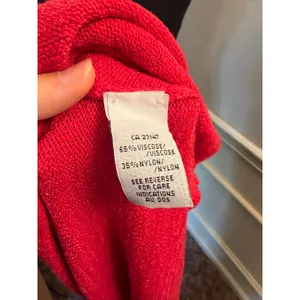 Vintage Talbots Italian Knit Cardigan Tomato Red Minimalist V-Neck Viscose Blend thumbnail 8
