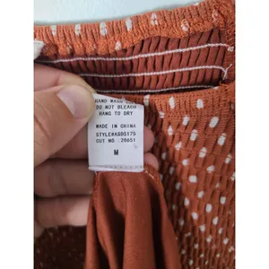 Ember Med Rust Orange Polka Dot Smocked Maxi Dress Flutter Sleeve Cottage Boho thumbnail 4