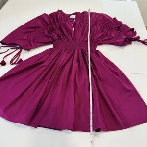 Misa Pink Los Angeles Camila Cinched Mini Dress Magenta Pink Pockets SMALL thumbnail 13