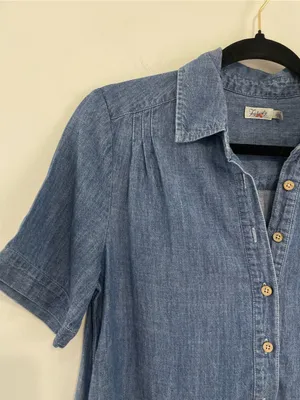 Faherty Hana Chambray Mini Shirtdress Tencel Linen XS Blue thumbnail 7