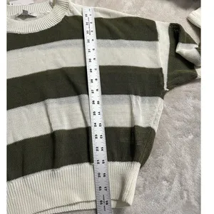 J.Crew Loose-Knit Crewneck Sweater Women's Small Off White Green Long Sleeve NWT thumbnail 9