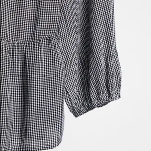 Abercrombie ✨ puff sleeve shirt in white check✨ thumbnail 2