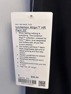 NEW / Authentic Lululemon Align High-Rise Pant 25" Black Women's Size 8 thumbnail 5