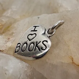Vintage Dakota West Shube Sterling Silver I Love Books Heart Charm 925 Pendant thumbnail 2