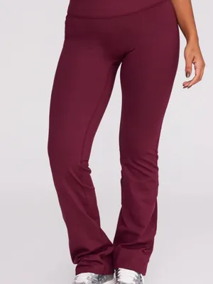 High-Waist Stretch Flare Pants in Burgundy Size Small thumbnail 2