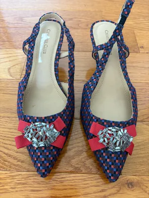 Charter Club Red and blue slingback heels thumbnail 1