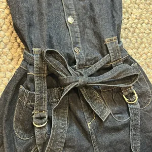 Non Signe Chunky Denim Tie Waist Romper Size M thumbnail 7