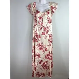 Reformation Sianna Silk Dress In Paris Floral Statin Prarie Sz. 10 NWT Coquette‎ thumbnail 2