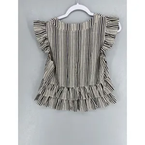 Olivaceous‎ Womens Peplum Top Striped Ruffle Linen Blend Small thumbnail 3