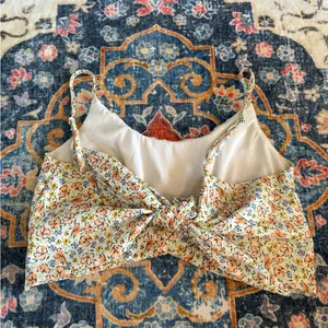 209 Altar'd State Floral Camisole in Cream Pink Orange Crop Tie Back small thumbnail 2