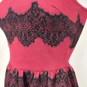 Soprano Red Maroon Black Lace Sleeveless Fit Flare Formal Cocktail Mini Dress thumbnail 5