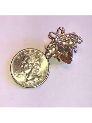 Elegant Gold Tone CZ Rhinestone Bee Scatter Pin Brooch thumbnail 4