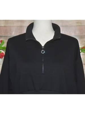 Victoria's Secret Womens XXL Black Quarter Zip Fleece Pullover Sweatshirt 2XL thumbnail 3