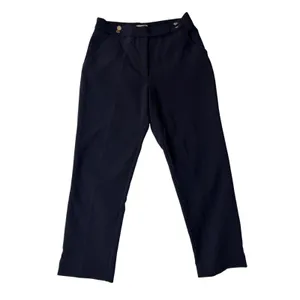 H&M Navy Tailored Ankle Pants 10 Gold Button Preppy Workwear thumbnail 2