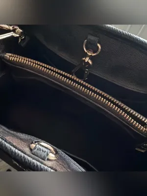 Coach Black Leather Satchel with Gold-Tone Accents thumbnail 2