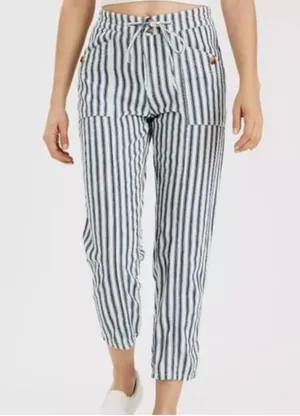 American Eagle Striped Pants Cotton Coastal Women’s Size 6 Blue White Beach thumbnail 1