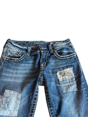 Miss Me JE544OBL Boot Dark Wash Patchwork Sequin Bootcut Jeans Size 29 Women's thumbnail 13