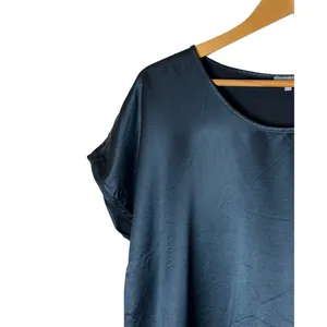 PJ Harlow Roxxy Satin Lounge Top Women Small Navy Blue Pajamas Silky Loungewear thumbnail 6
