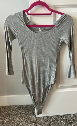 Abercrombie Gray Ribbed Bodysuit thumbnail 1
