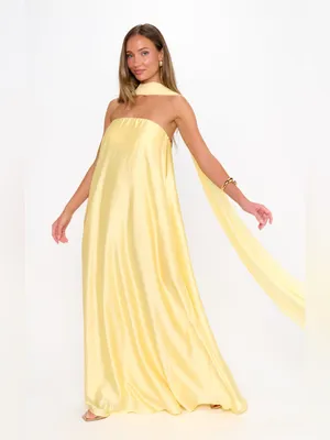 Show Me Your Mumu Tinsley Yellow Maxi Dress size XL strapless tube thumbnail 3