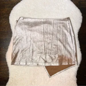 Zara Trafaluc Metallic Silver Faux Wrap Mini Skirt thumbnail 5