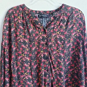 Something Navy Floral Long Sleeve Blouse thumbnail 3