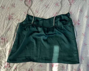 Rhinestone emerald green satin bustier cami thumbnail 4