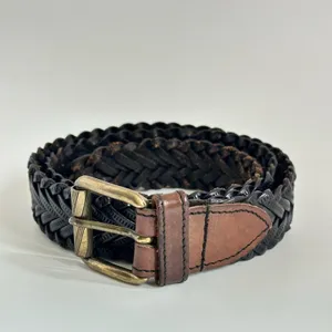 White Elephant Black And Brown Braided Leather Belt thumbnail 2