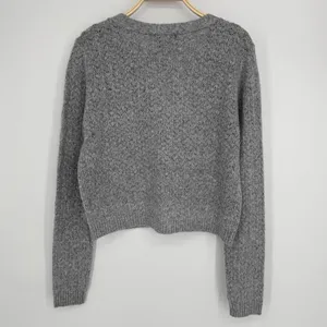 Oak‎ & Trellis Front Bow Tie Sweater XL Gray Coquette Balletcore Pointelle Soft thumbnail 8
