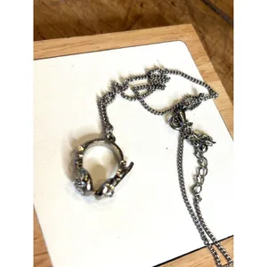 HEADPHONES pendant silver Necklace With Rhinestone-Accented Pendant On Fine Chai thumbnail 2