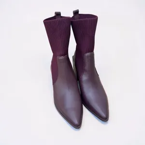 Steve Madden Sock Ankle Boots Pointed Toe Block Heel Booties Burgundy Women's 9 thumbnail 12