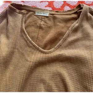 Free People We the free tan sweater thumbnail 3